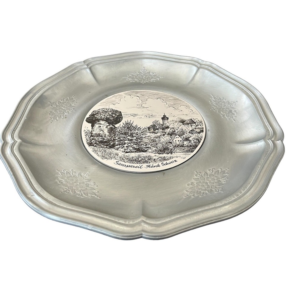 Vintage Tray Charger Plate 3F Tre Effe Sanspareil Frank Schweiz Metal Pewter